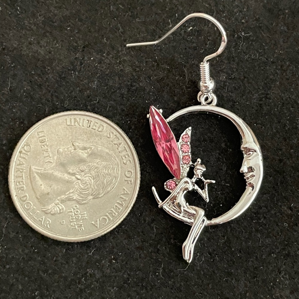 Fairy on Moon Earrings - Picture 3 of 4
